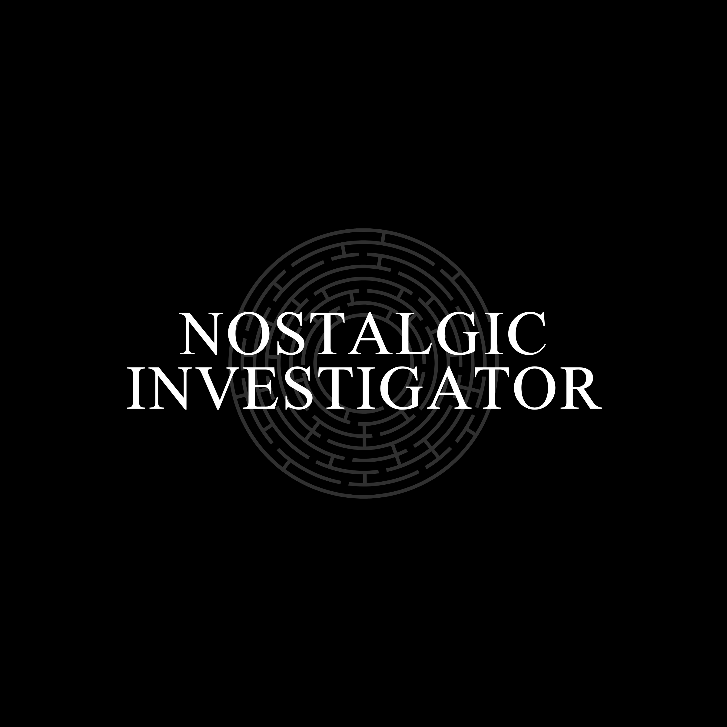 Nostalgic Investigator — Indices Parfums, visuel typographique sur fond noir.