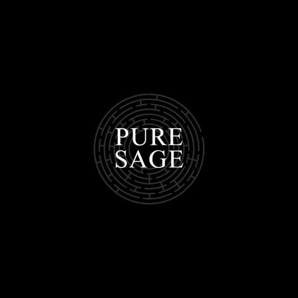 Pure Sage — Indices Parfums, visuel typographique sur fond noir.