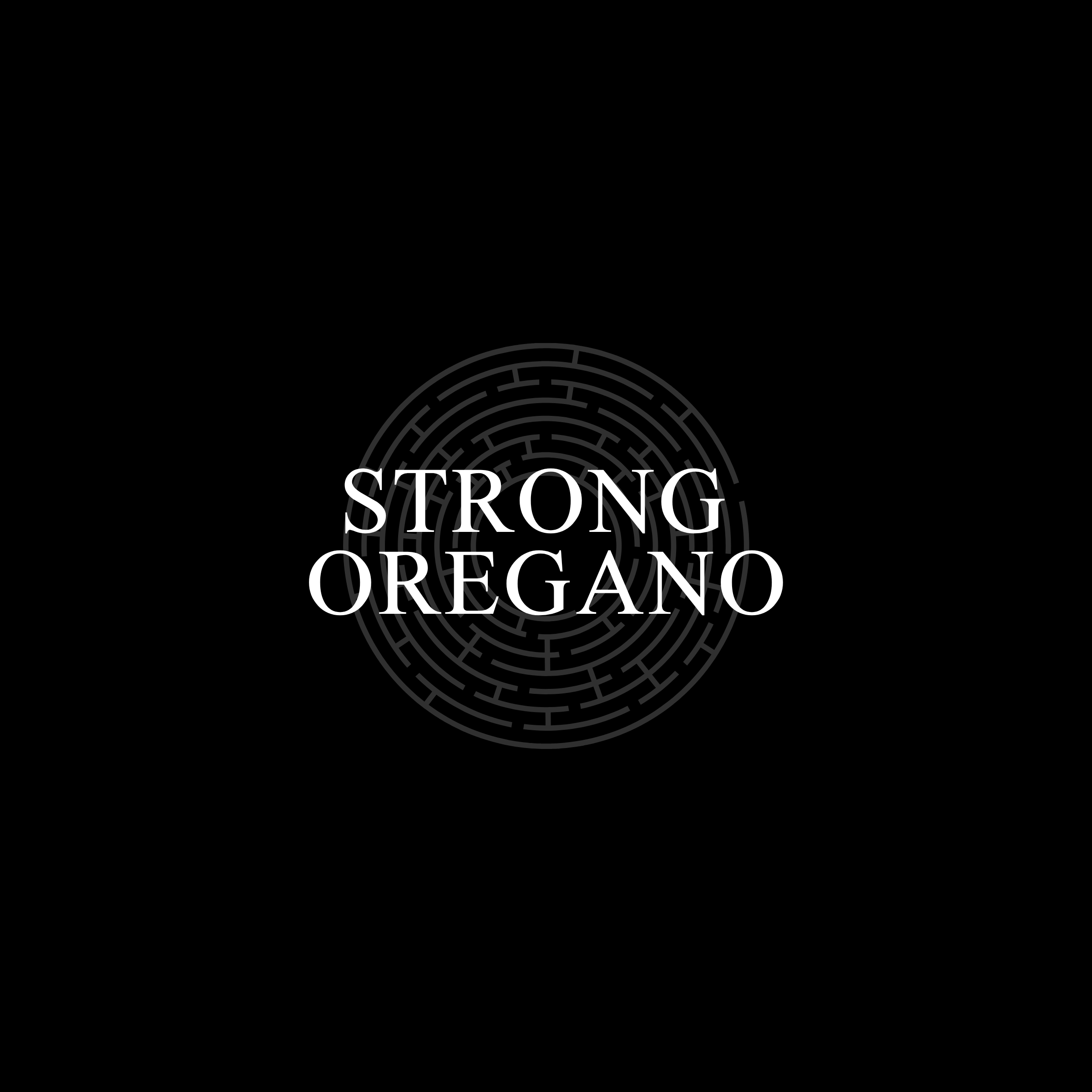 Strong Oregano — Indices Parfums, visuel typographique sur fond noir.